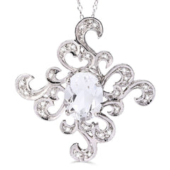 Pingente em Prata 925 com Petalite e Diamantes Aprox. 1,5 cts