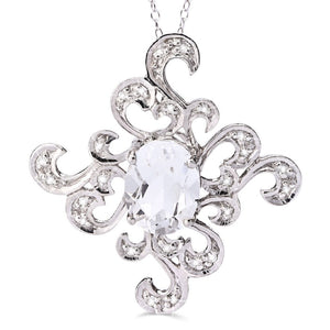 Pingente em Prata 925 com Petalite e Diamantes Aprox. 1,5 cts