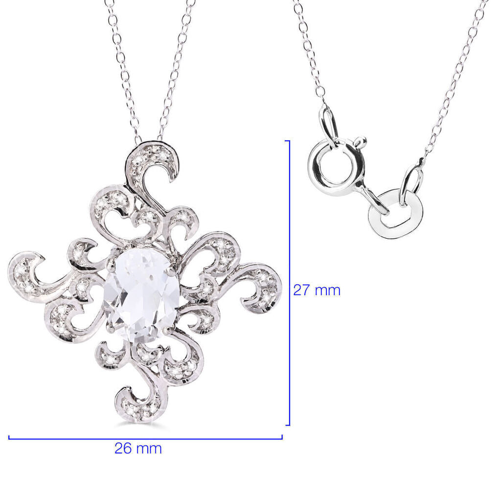 Pingente em Prata 925 com Petalite e Diamantes Aprox. 1,5 cts
