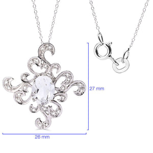 Pingente em Prata 925 com Petalite e Diamantes Aprox. 1,5 cts