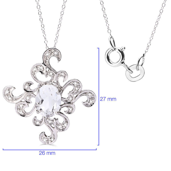 Pingente em Prata 925 com Petalite e Diamantes Aprox. 1,5 cts