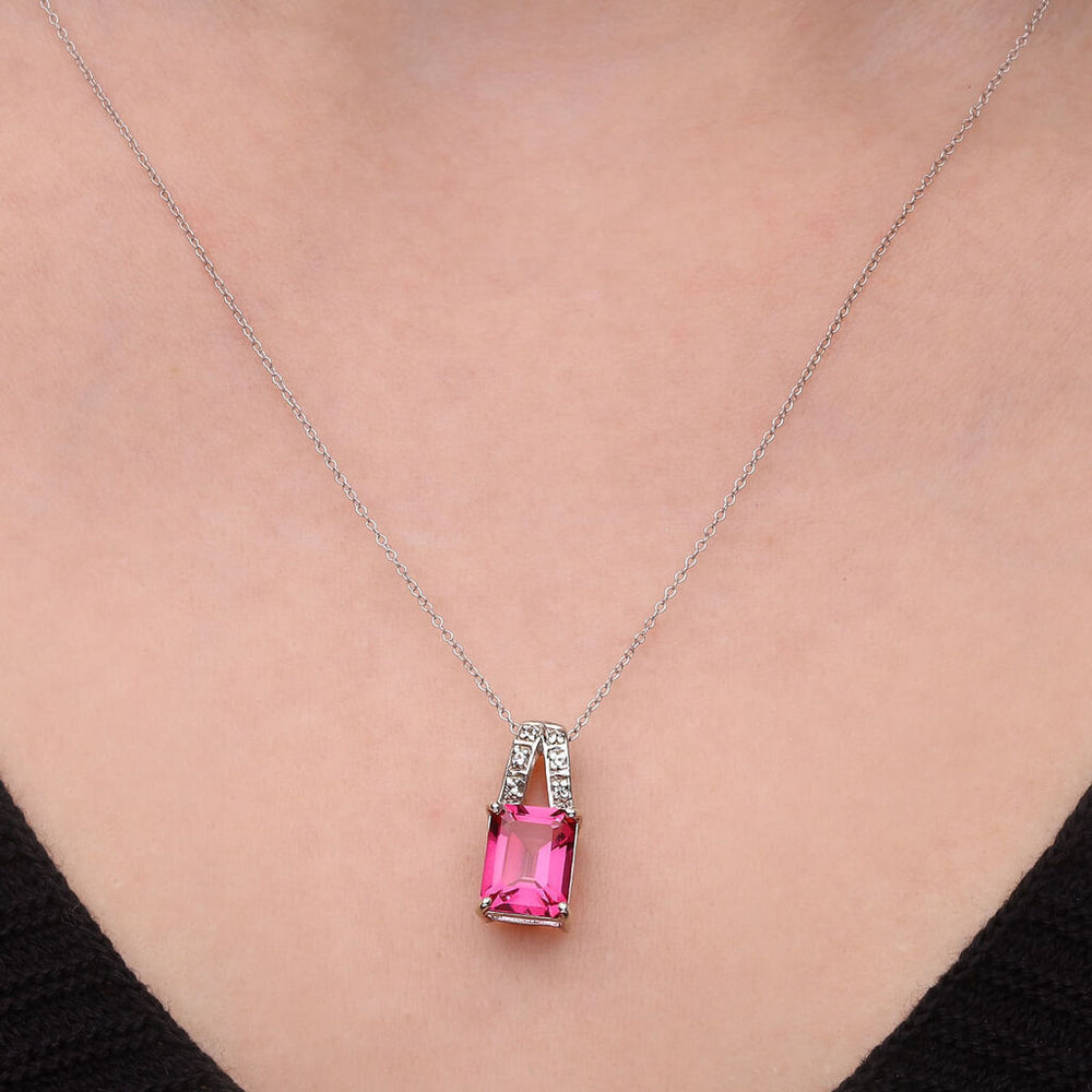 Pingente em Prata 925 com Topázio Flamingo e Topázio Branco