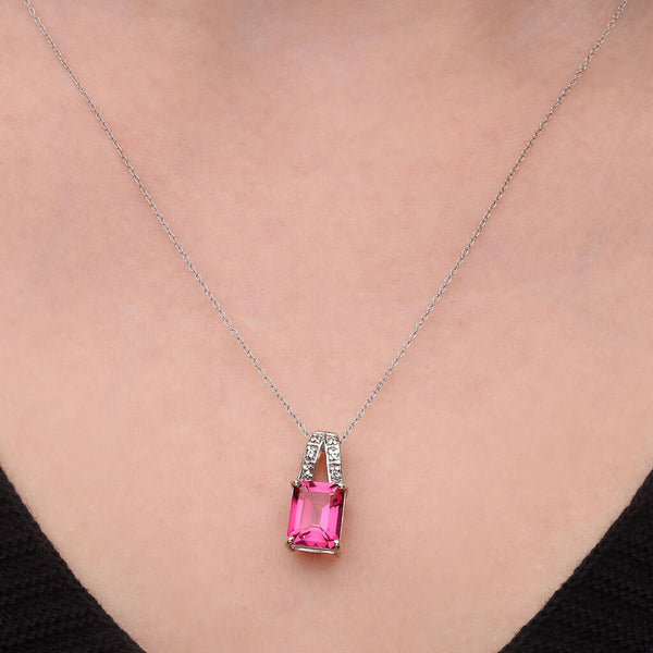Pingente em Prata 925 com Topázio Flamingo e Topázio Branco