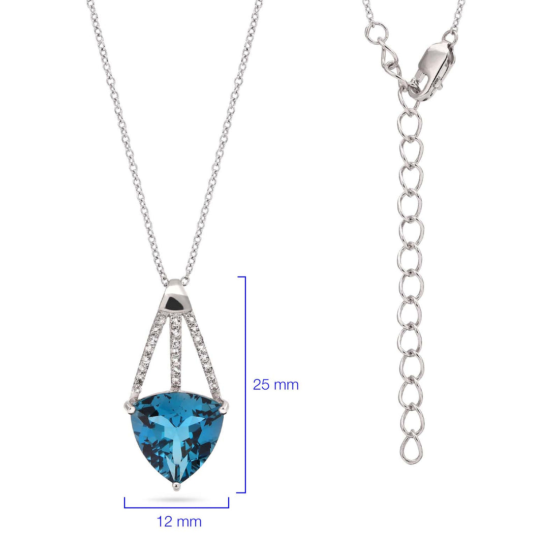 Pingente em Prata 925 com Topázio London Blue Deltar e Topázios Brancos