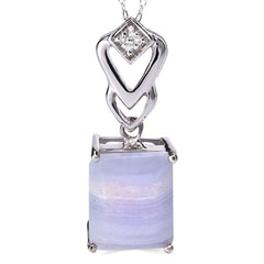 Pingente em Prata 925 com Agata Azul Aprox. 3,26 cts e Topazios Brancos