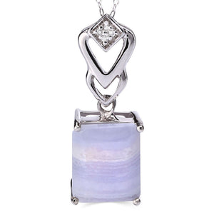 Pingente em Prata 925 com Agata Azul Aprox. 3,26 cts e Topazios Brancos