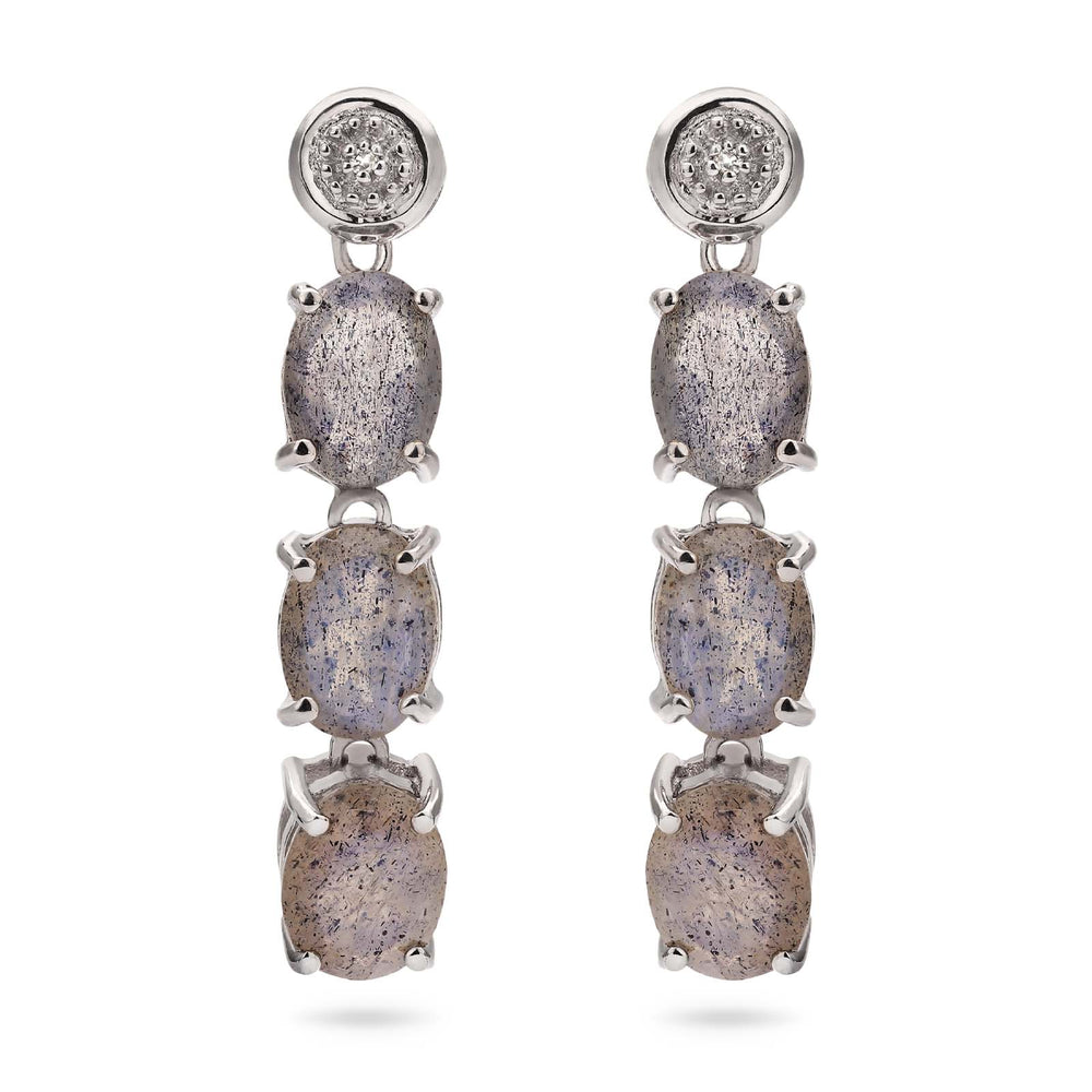 Par de Brinco em Prata 925 com Espectrolites e Diamantes