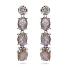 Par de Brinco em Prata 925 com Espectrolites e Diamantes