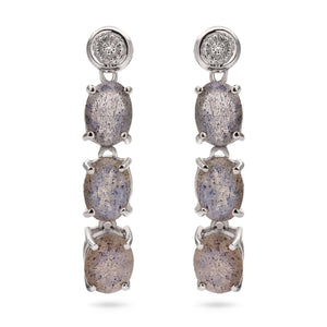Par de Brinco em Prata 925 com Espectrolites e Diamantes
