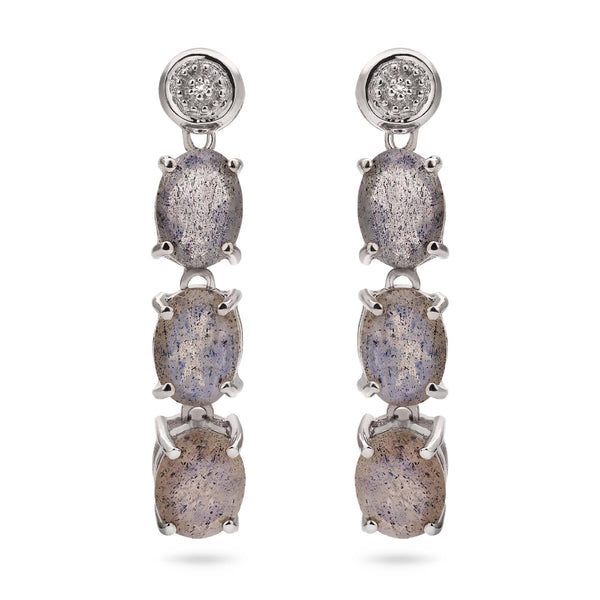Par de Brinco em Prata 925 com Espectrolites e Diamantes