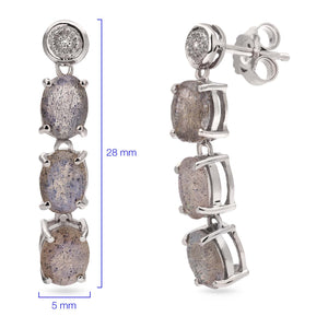 Par de Brinco em Prata 925 com Espectrolites e Diamantes