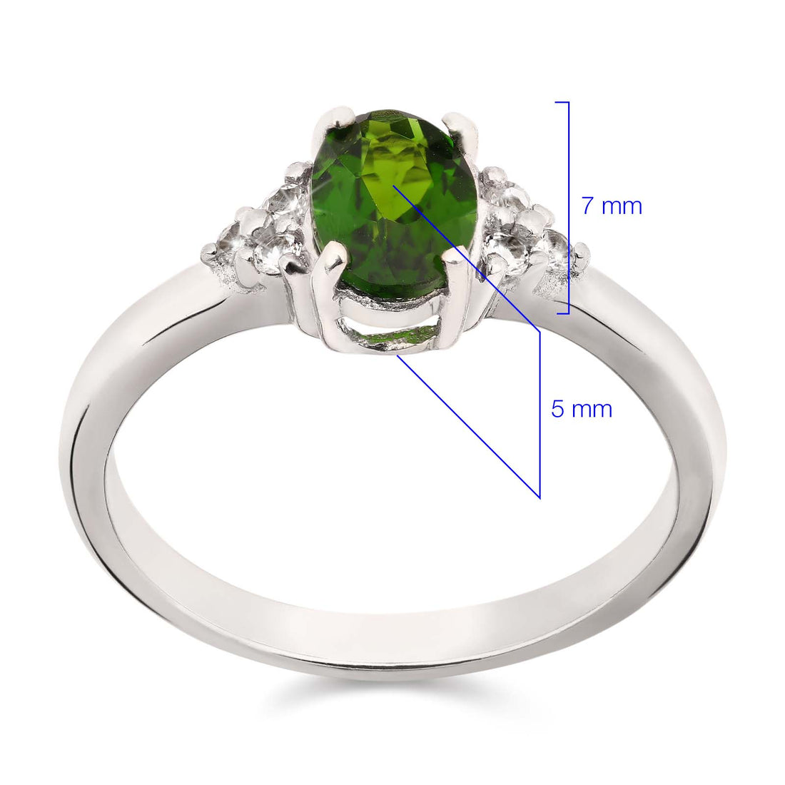 Anel em Prata 925 com Chromediopside e Topázios Brancos