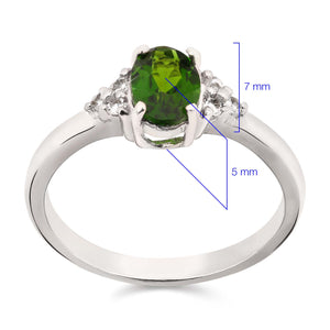 Anel em Prata 925 com Chromediopside e Topázios Brancos