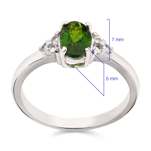 Anel em Prata 925 com Chromediopside e Topázios Brancos