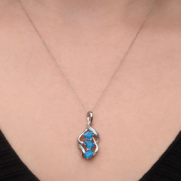 Pingente em Prata 925 com Apatitas Neon e Topazios Brancos
