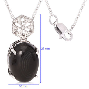Pingente em Prata 925 com Psilomelane e Diamantes