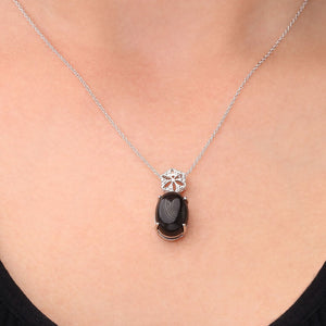 Pingente em Prata 925 com Psilomelane e Diamantes