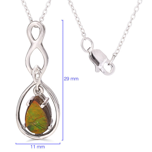 Pingente em Prata 925 com Amolite e Diamante