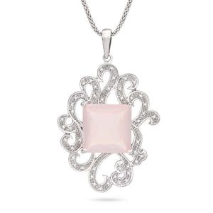 Pingente em Prata 925 com Quartzo Rose e Topazios Brancos