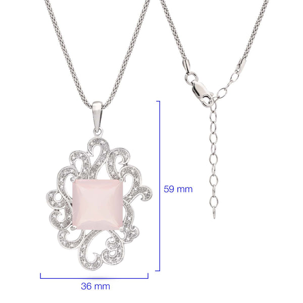 Pingente em Prata 925 com Quartzo Rose e Topazios Brancos