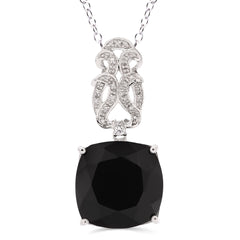 Pingente em Prata 925 com Ônix, Topazio Branco e Diamante