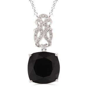 Pingente em Prata 925 com Ônix, Topazio Branco e Diamante