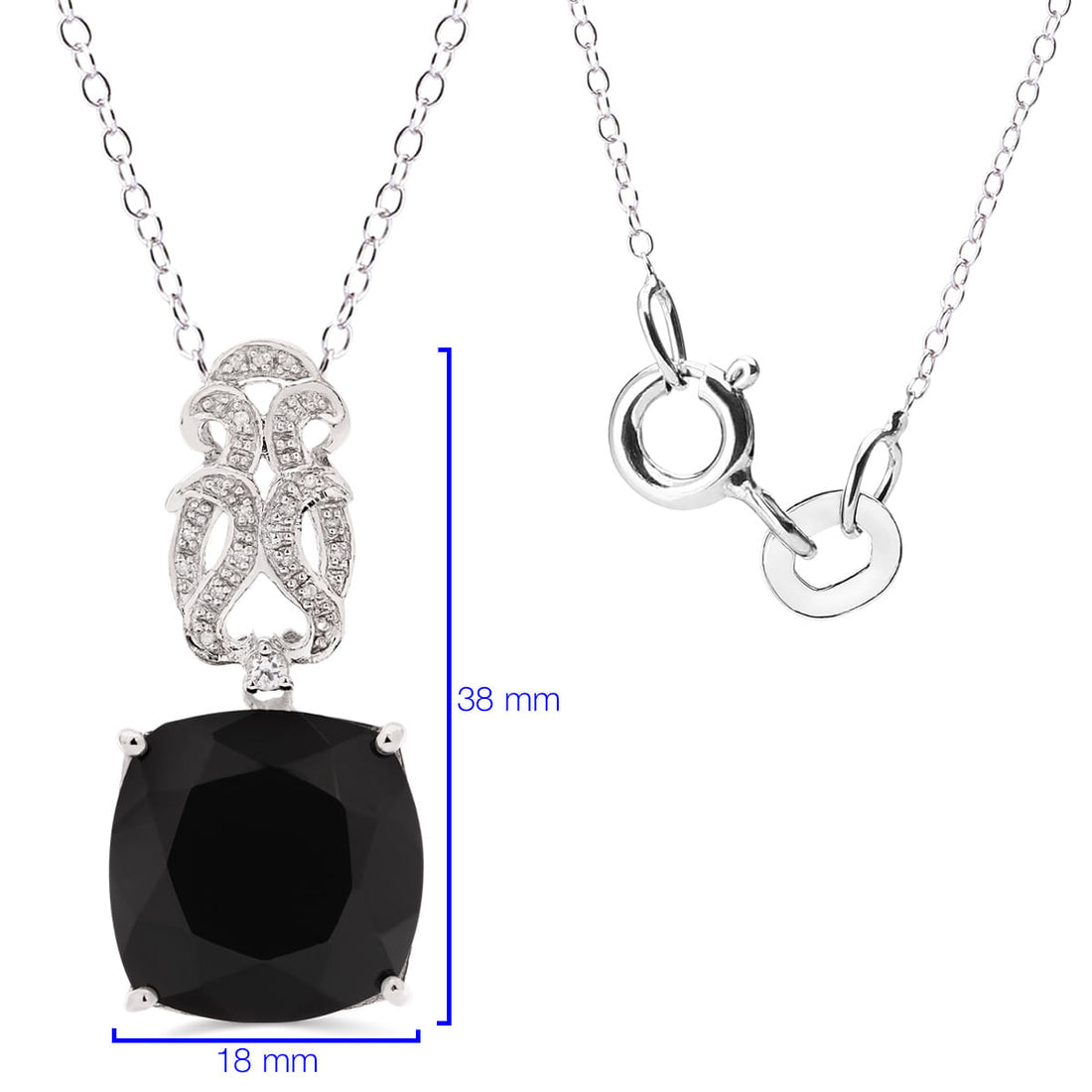 Pingente em Prata 925 com Ônix, Topazio Branco e Diamante