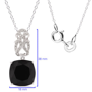 Pingente em Prata 925 com Ônix, Topazio Branco e Diamante
