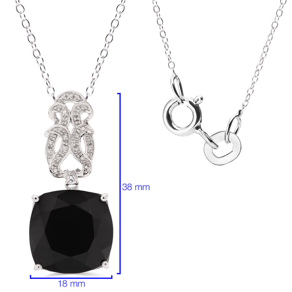 Pingente em Prata 925 com Ônix, Topazio Branco e Diamante