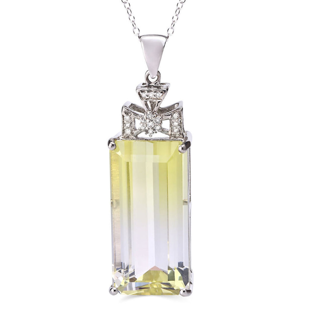 Pingente em Prata 925 com Citrino Bi Colour, Topázio Branco e Diamante