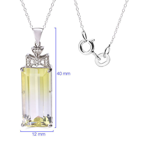 Pingente em Prata 925 com Citrino Bi Colour, Topázio Branco e Diamante