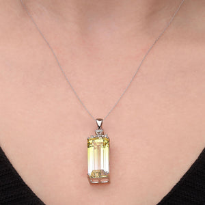 Pingente em Prata 925 com Citrino Bi Colour, Topázio Branco e Diamante