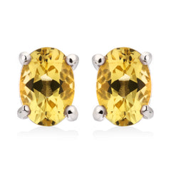 Par de Brinco em Prata 925 com Berilo Amarelo
