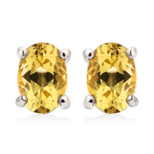 Par de Brinco em Prata 925 com Berilo Amarelo