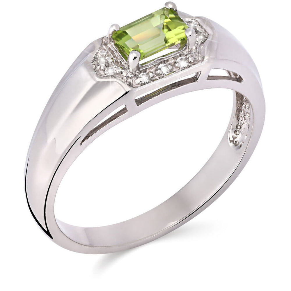 Anel em Prata 925 com Peridoto e Topazios Brancos