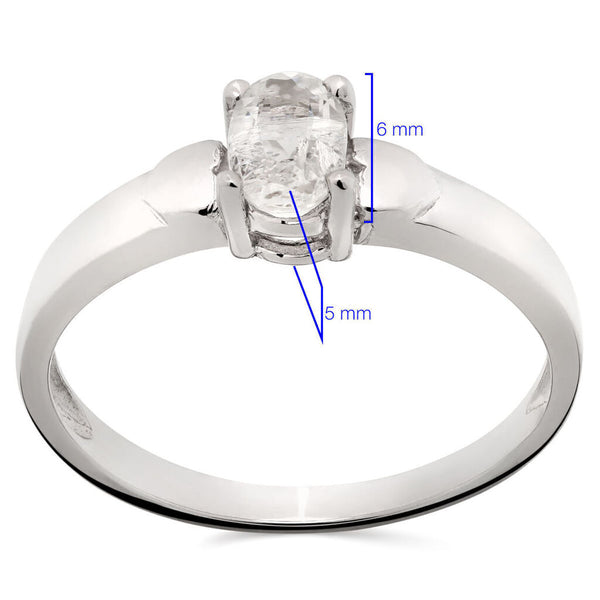 Anel em Prata 925 com Zirconia Oval