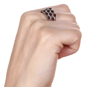 Meia Aliança de Prata com Diamantes Vermelhos Aprox. 1 ct