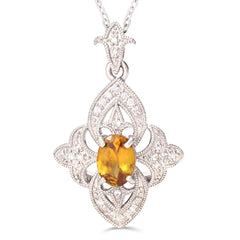Pingente em Prata 925 com Sfene,Zircônias e Diamantes