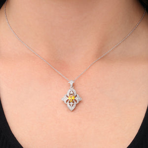 Pingente em Prata 925 com Sfene,Zircônias e Diamantes