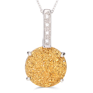 Pingente em Prata 925 com Quartzo Glitter e Zircônias