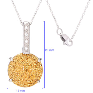 Pingente em Prata 925 com Quartzo Glitter e Zircônias