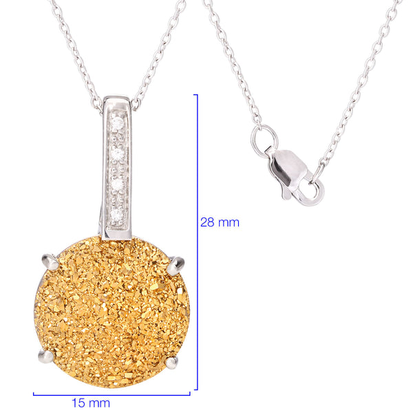 Pingente em Prata 925 com Quartzo Glitter e Zircônias