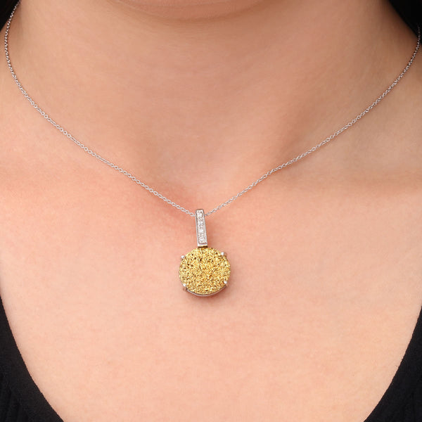 Pingente em Prata 925 com Quartzo Glitter e Zircônias