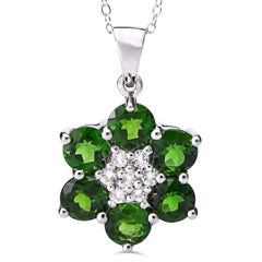Pingente em Prata 925 com Chromediopside e Topazios Brancos