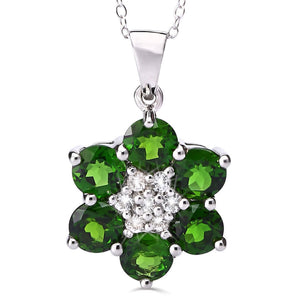 Pingente em Prata 925 com Chromediopside e Topazios Brancos