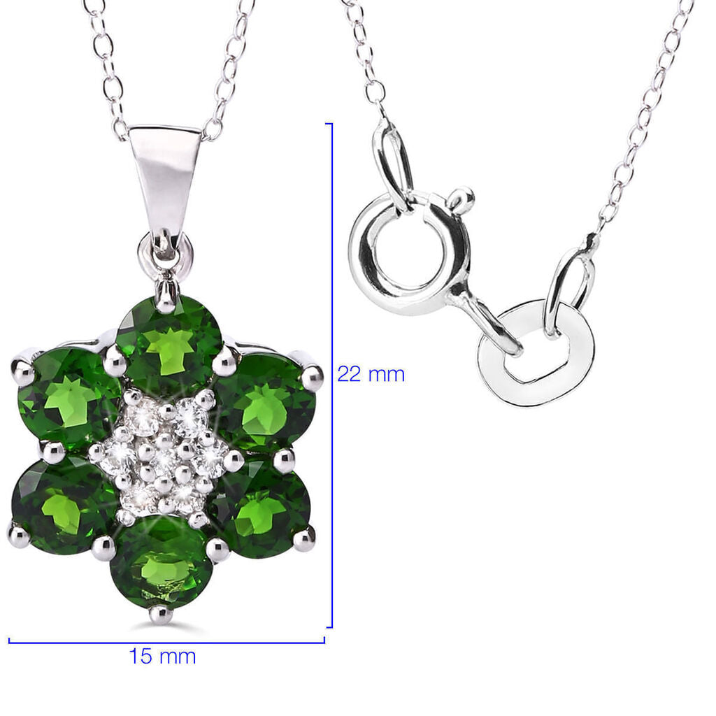 Pingente em Prata 925 com Chromediopside e Topazios Brancos