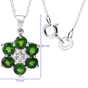 Pingente em Prata 925 com Chromediopside e Topazios Brancos