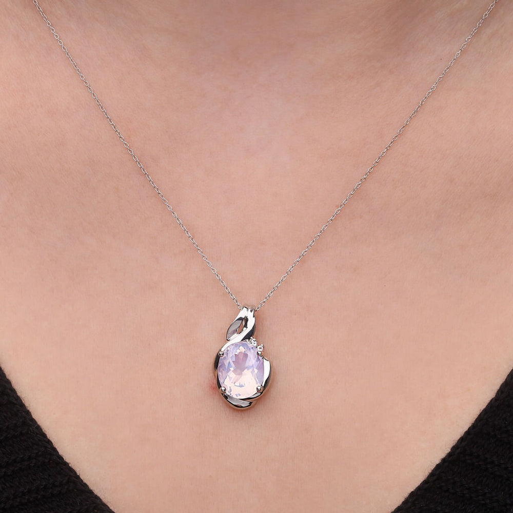 Pingente em Prata 925 com Quartzo Lavanda e Topázio Branco