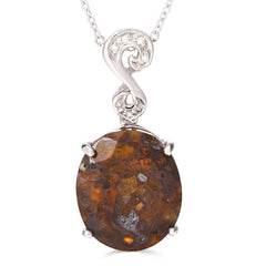 Pingente em Prata 925 com Jasper e Diamantes