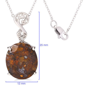 Pingente em Prata 925 com Jasper e Diamantes